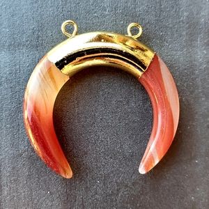 New Crescent Moon Double Horn Red Glass Pendant.